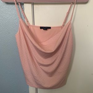 Pink coral cowel neck top